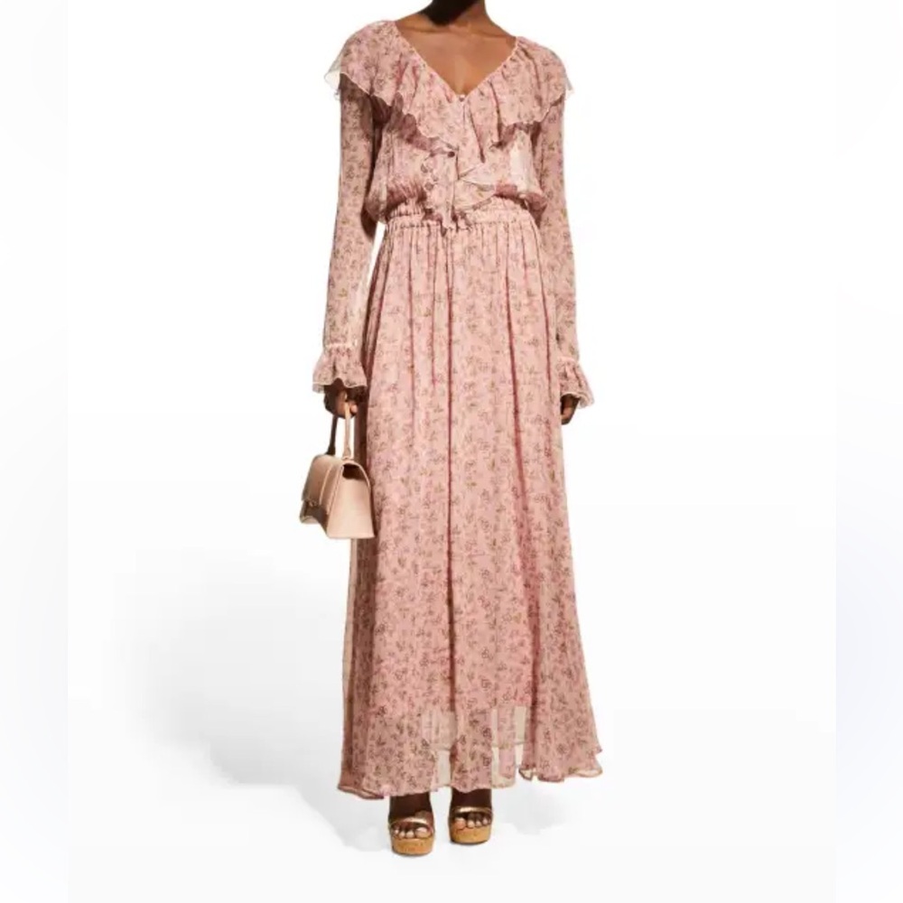 Calla Floral Ruffle Long-Sleeve Maxi Dress